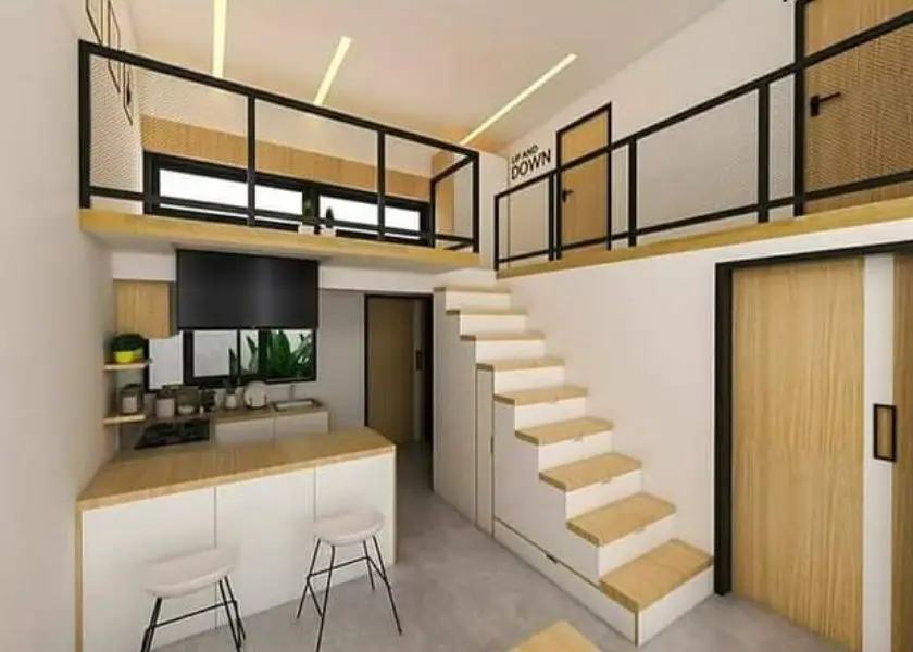 Desain Interior Rumah 1.5 Lantai Mezzanine